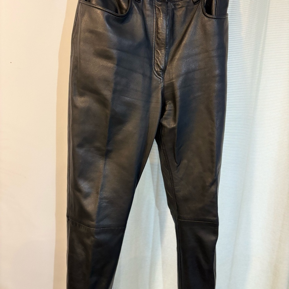 Sleek Black Leather Skinny Jeans